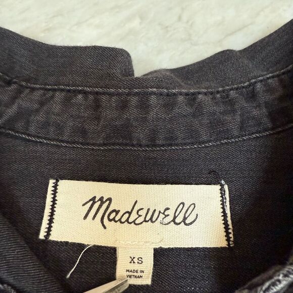 Madewell Chambray Charcoal Black Shirt Button up Long Sleeve 100% cotton Sz XS - Picture 4 of 7
